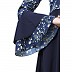 Printed frilled abaya- Navy Blue Printed frilled abaya- Navy Blue